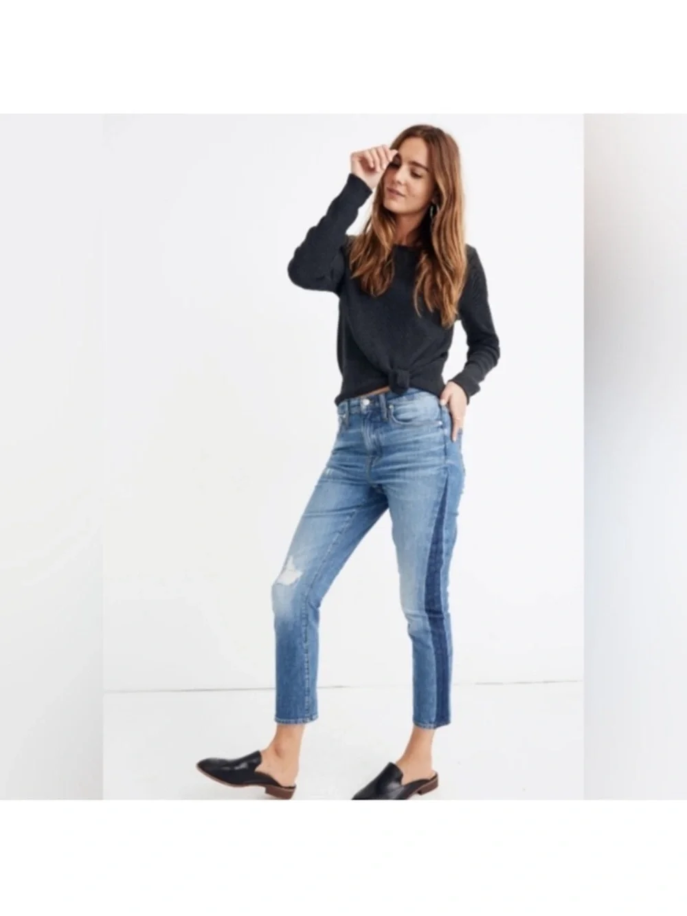 Madewell High Rise Slim Boyfriend Jeans Light Wash Distressed Sz 23